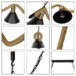 GLOBOSTAR® TYMEN 01190 Vintage Κρεμαστό Φωτιστικό Οροφής με Ντουί 5 x E27 AC 220-240V IP20 - Μαύρο & Μπεζ - Μ150 x Π22 x Υ23cm - Image 7