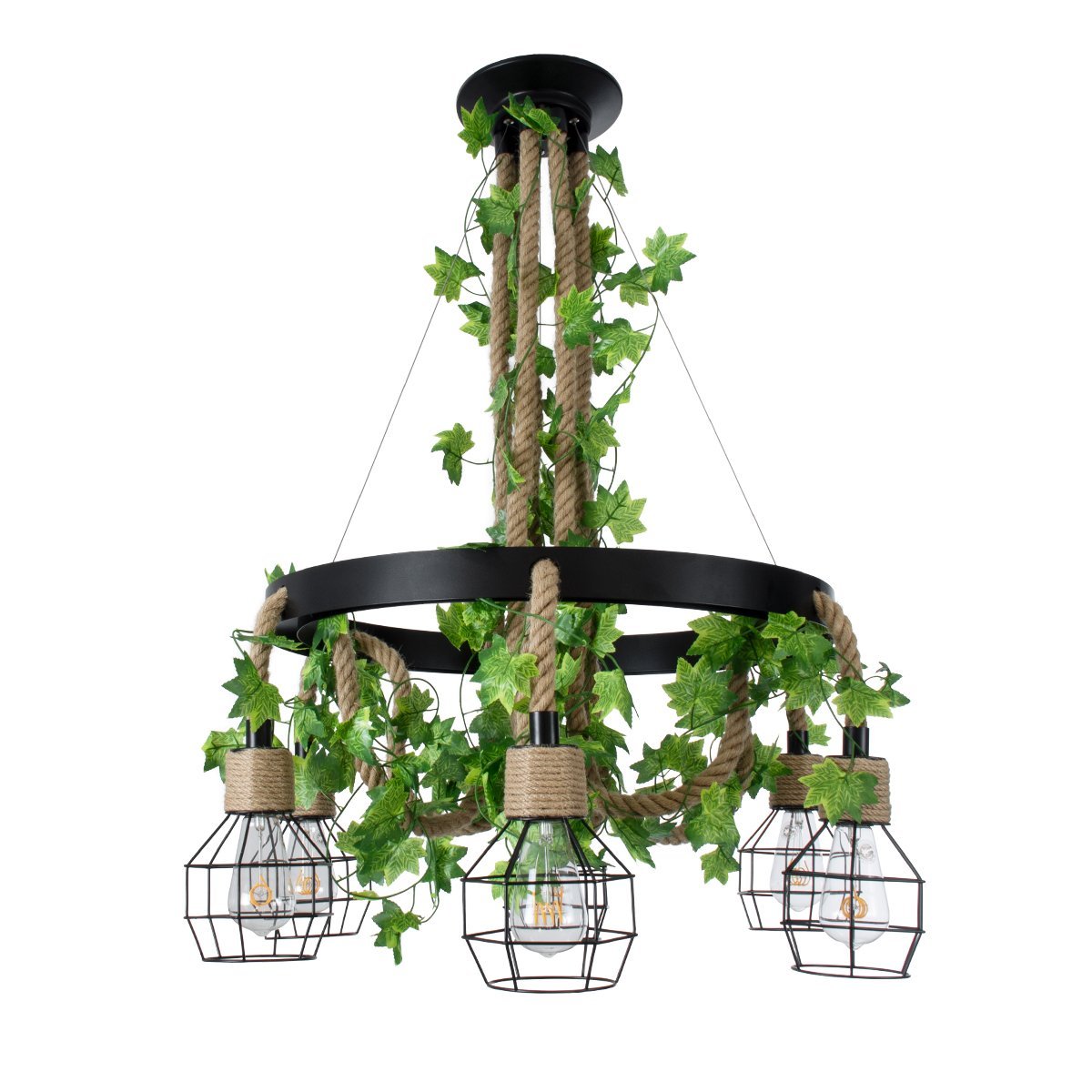 01193_0 GLOBOSTAR® HELLET 01193 Vintage Κρεμαστό Φωτιστικό Οροφής με Ντουί 6 x E27 AC 220-240V IP20 - Μαύρο & Πράσινο - Μ72 x Π72 x Υ80cm - Image 1