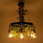 GLOBOSTAR® HELLET 01193 Vintage Κρεμαστό Φωτιστικό Οροφής με Ντουί 6 x E27 AC 220-240V IP20 - Μαύρο & Πράσινο - Μ72 x Π72 x Υ80cm - Image 3