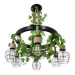 GLOBOSTAR® HELLET 01193 Vintage Κρεμαστό Φωτιστικό Οροφής με Ντουί 6 x E27 AC 220-240V IP20 - Μαύρο & Πράσινο - Μ72 x Π72 x Υ80cm - Image 5