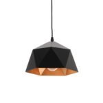 GLOBOSTAR® HEXAGON 01194 Μοντέρνο Κρεμαστό Φωτιστικό Οροφής με Ντουί 1 x E27 AC 220-240V IP20 - Μαύρο & Χρυσό - Μ25 x Π25 x Υ15cm - Image 2
