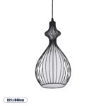 GLOBOSTAR® REA 01197 Μοντέρνο Κρεμαστό Φωτιστικό Οροφής με Ντουί 1 x E27 AC 220-240V IP20 - Μαύρο & Λευκό - Μ21 x Π21 x Υ40cm