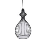 GLOBOSTAR® REA 01197 Μοντέρνο Κρεμαστό Φωτιστικό Οροφής με Ντουί 1 x E27 AC 220-240V IP20 - Μαύρο & Λευκό - Μ21 x Π21 x Υ40cm - Image 7