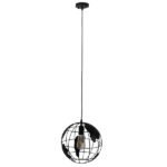 GLOBOSTAR® EARTH 01205 Vintage Κρεμαστό Φωτιστικό Οροφής με Ντουί 1 x E27 AC 220-240V IP20 - Μαύρο - Μ30 x Π30 x Υ30cm - Image 2