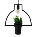 GLOBOSTAR® FLOWERPOT 10001209 Μοντέρνο Κρεμαστό Φωτιστικό Οροφής με Ντουί 1 x E27 AC 220-240V IP20 - Μαύρο & Πράσινο - Μ34 x Π34 x Y34cm - Image 6