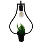 GLOBOSTAR® FLOWERPOT 10001210 Μοντέρνο Κρεμαστό Φωτιστικό Οροφής με Ντουί 1 x E27 AC 220-240V IP20 - Μαύρο & Πράσινο - Μ27 x Π27 x Υ40cm - Image 5