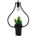 GLOBOSTAR® FLOWERPOT 10001210 Μοντέρνο Κρεμαστό Φωτιστικό Οροφής με Ντουί 1 x E27 AC 220-240V IP20 - Μαύρο & Πράσινο - Μ27 x Π27 x Υ40cm - Image 6