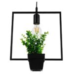 GLOBOSTAR® FLOWERPOT 10001211 Μοντέρνο Κρεμαστό Φωτιστικό Οροφής με Ντουί 1 x E27 AC 220-240V IP20 - Μαύρο & Πράσινο - Μ30 x Π30 x Υ30cm - Image 6