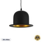 GLOBOSTAR® CHARLO 01214 Vintage Κρεμαστό Φωτιστικό Οροφής με Ντουί 1 x E27 AC 220-240V IP20 - Μαύρο & Χρυσό - Μ26 x Π26 x Υ16cm