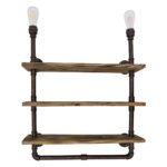 GLOBOSTAR® ENIMAS 01217 Vintage Φωτιστικό Τοίχου - Απλίκα με Ντουί 2 x E27 AC 220-240V IP20 - Χάλκινο & Καφέ - Μ65 x Π23 x Υ76cm - Image 2