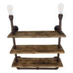 GLOBOSTAR® ENIMAS 01217 Vintage Φωτιστικό Τοίχου - Απλίκα με Ντουί 2 x E27 AC 220-240V IP20 - Χάλκινο & Καφέ - Μ65 x Π23 x Υ76cm - Image 3