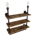 GLOBOSTAR® ENIMAS 01217 Vintage Φωτιστικό Τοίχου - Απλίκα με Ντουί 2 x E27 AC 220-240V IP20 - Χάλκινο & Καφέ - Μ65 x Π23 x Υ76cm - Image 4