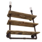 GLOBOSTAR® ENIMAS 01217 Vintage Φωτιστικό Τοίχου - Απλίκα με Ντουί 2 x E27 AC 220-240V IP20 - Χάλκινο & Καφέ - Μ65 x Π23 x Υ76cm - Image 5