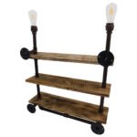 GLOBOSTAR® ENIMAS 01217 Vintage Φωτιστικό Τοίχου - Απλίκα με Ντουί 2 x E27 AC 220-240V IP20 - Χάλκινο & Καφέ - Μ65 x Π23 x Υ76cm - Image 9