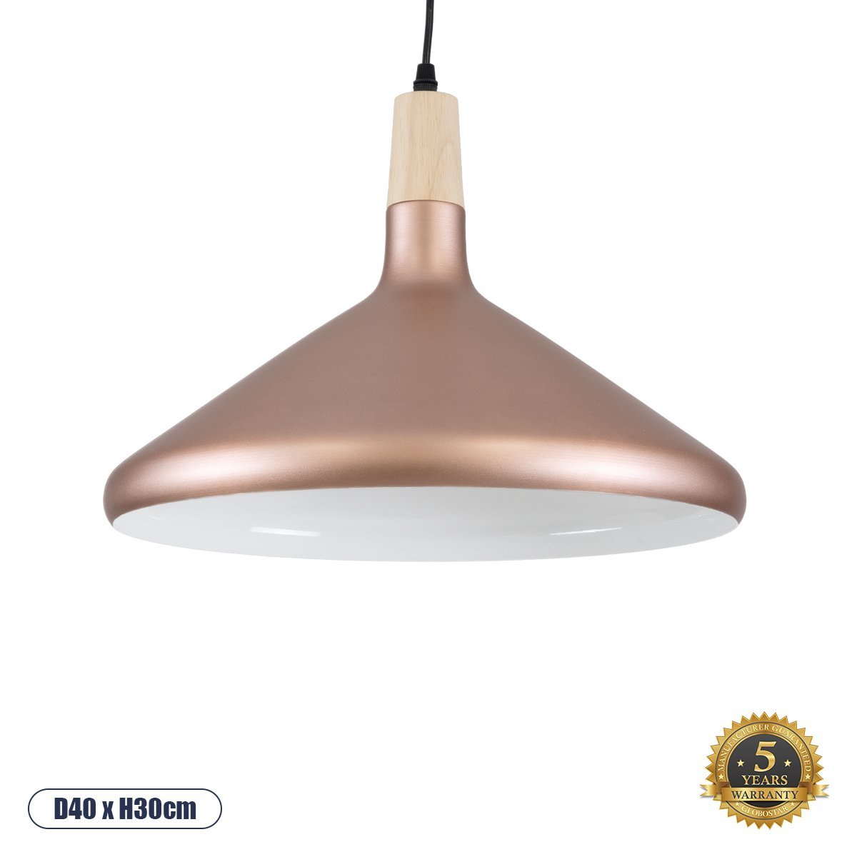 01223_0 GLOBOSTAR® FELICITA 01223 Μοντέρνο Κρεμαστό Φωτιστικό Οροφής με Ντουί 1 x E27 AC 220-240V IP20 - Χάλκινο & Λευκό - Μ40 x Π40 x Υ30cm - Image 1