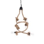 GLOBOSTAR® HAMTINE 01229 Vintage Κρεμαστό Φωτιστικό Οροφής με Ντουί 6 x E27 AC 220-240V IP20 - Μαύρο & Μπεζ - Μ40 x Π40 x Υ92cm - Image 2