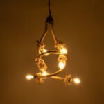 GLOBOSTAR® HAMTINE 01229 Vintage Κρεμαστό Φωτιστικό Οροφής με Ντουί 6 x E27 AC 220-240V IP20 - Μαύρο & Μπεζ - Μ40 x Π40 x Υ92cm - Image 3