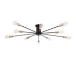 GLOBOSTAR® OLINDA 01244 Μοντέρνο Φωτιστικό Οροφής με Ντουί 10 x E27 AC 220-240V IP20 - Μαύρο & Χρυσό - Μ102 x Π102 x Υ17cm - Image 2