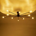 GLOBOSTAR® OLINDA 01244 Μοντέρνο Φωτιστικό Οροφής με Ντουί 10 x E27 AC 220-240V IP20 - Μαύρο & Χρυσό - Μ102 x Π102 x Υ17cm - Image 3