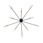 GLOBOSTAR® OLINDA 01244 Μοντέρνο Φωτιστικό Οροφής με Ντουί 10 x E27 AC 220-240V IP20 - Μαύρο & Χρυσό - Μ102 x Π102 x Υ17cm - Image 6