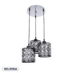 GLOBOSTAR® RAINELDA 01246 Μοντέρνο Κρεμαστό Φωτιστικό Οροφής με Ντουί 3 x E27 AC 220-240V IP20 - Μαύρο & Λευκό - Μ35 x Π35 x Υ110cm