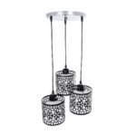 GLOBOSTAR® RAINELDA 01246 Μοντέρνο Κρεμαστό Φωτιστικό Οροφής με Ντουί 3 x E27 AC 220-240V IP20 - Μαύρο & Λευκό - Μ35 x Π35 x Υ110cm - Image 6