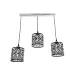 GLOBOSTAR® RAINELDA 01247 Μοντέρνο Κρεμαστό Φωτιστικό Οροφής με Ντουί 3 x E27 AC 220-240V IP20 - Μαύρο & Λευκό - Μ60 x Π15 x Υ19cm - Image 2