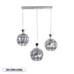 GLOBOSTAR® BOUQUET 01249 Μοντέρνο Κρεμαστό Φωτιστικό Οροφής με Ντουί 3 x E27 AC 220-240V IP20 - Ασημί & Μωβ - Μ66 x Π18 x Υ24cm