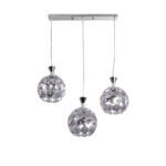 GLOBOSTAR® BOUQUET 01249 Μοντέρνο Κρεμαστό Φωτιστικό Οροφής με Ντουί 3 x E27 AC 220-240V IP20 - Ασημί & Μωβ - Μ66 x Π18 x Υ24cm - Image 2