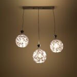 GLOBOSTAR® BOUQUET 01249 Μοντέρνο Κρεμαστό Φωτιστικό Οροφής με Ντουί 3 x E27 AC 220-240V IP20 - Ασημί & Μωβ - Μ66 x Π18 x Υ24cm - Image 3