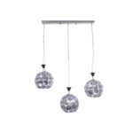 GLOBOSTAR® BOUQUET 01249 Μοντέρνο Κρεμαστό Φωτιστικό Οροφής με Ντουί 3 x E27 AC 220-240V IP20 - Ασημί & Μωβ - Μ66 x Π18 x Υ24cm - Image 4