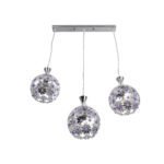 GLOBOSTAR® BOUQUET 01249 Μοντέρνο Κρεμαστό Φωτιστικό Οροφής με Ντουί 3 x E27 AC 220-240V IP20 - Ασημί & Μωβ - Μ66 x Π18 x Υ24cm - Image 5