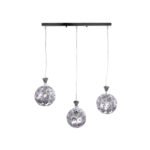 GLOBOSTAR® BOUQUET 01249 Μοντέρνο Κρεμαστό Φωτιστικό Οροφής με Ντουί 3 x E27 AC 220-240V IP20 - Ασημί & Μωβ - Μ66 x Π18 x Υ24cm - Image 6