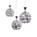 GLOBOSTAR® BOUQUET 01249 Μοντέρνο Κρεμαστό Φωτιστικό Οροφής με Ντουί 3 x E27 AC 220-240V IP20 - Ασημί & Μωβ - Μ66 x Π18 x Υ24cm - Image 7