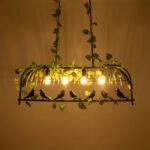 GLOBOSTAR® NEST 01255 Vintage Κρεμαστό Φωτιστικό Οροφής με Ντουί 4 x E27 AC 220-240V IP20 - Mαύρο & Πράσινο - Μ103 x Π34 x Υ36.5cm - Image 3