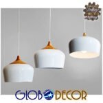 GLOBOSTAR® VILI 01260 Μοντέρνο Κρεμαστό Φωτιστικό Οροφής με Ντουί 1 x E27 AC 220-240V IP20 - Λευκό & Μπεζ - Μ35 x Π35 x Υ27cm - Image 6