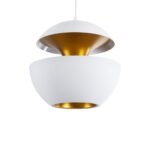 GLOBOSTAR® SEVILLE 01268 Μοντέρνο Κρεμαστό Φωτιστικό Οροφής με Ντουί 1 x E27 AC 220-240V IP20 - Λευκό & Χρυσό - Μ35 x Π35 x Υ35cm - Image 2