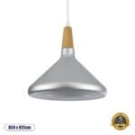 GLOBOSTAR® FELICITA 01277 Μοντέρνο Κρεμαστό Φωτιστικό Οροφής με Ντουί 1 x E27 AC 220-240V IP20 - Ασημί & Μπεζ - Μ30 x Π30 x Υ25cm