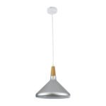 GLOBOSTAR® FELICITA 01277 Μοντέρνο Κρεμαστό Φωτιστικό Οροφής με Ντουί 1 x E27 AC 220-240V IP20 - Ασημί & Μπεζ - Μ30 x Π30 x Υ25cm - Image 4