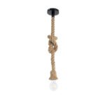 GLOBOSTAR® ROPE 01278 Vintage Κρεμαστό Φωτιστικό Οροφής με Ντουί 1 x E27 AC 220-240V IP20 - Μπεζ - Μ3.5 x Π3.5 x Y100cm - Image 2