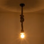 GLOBOSTAR® ROPE 01278 Vintage Κρεμαστό Φωτιστικό Οροφής με Ντουί 1 x E27 AC 220-240V IP20 - Μπεζ - Μ3.5 x Π3.5 x Y100cm - Image 3