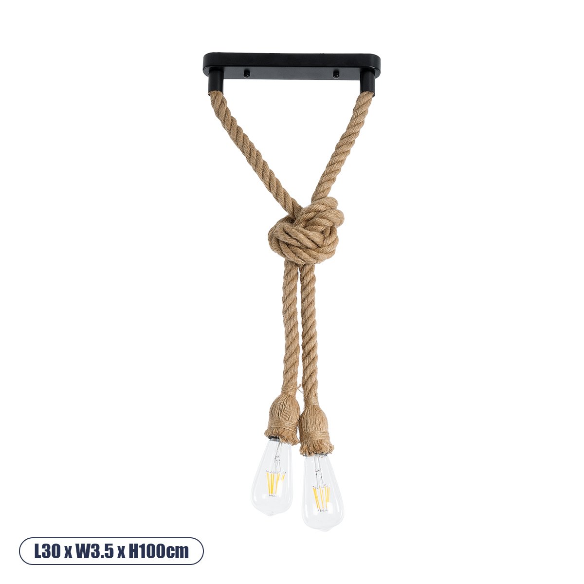 01279_0 GLOBOSTAR® ROPE 01279 Boho Κρεμαστό Φωτιστικό Οροφής με Ντουί 2 x E27 AC 220-240V IP20 - Μπεζ - Μ30 x Π3.5 x Υ100cm - Image 1