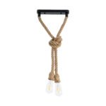 GLOBOSTAR® ROPE 01279 Boho Κρεμαστό Φωτιστικό Οροφής με Ντουί 2 x E27 AC 220-240V IP20 - Μπεζ - Μ30 x Π3.5 x Υ100cm - Image 2