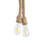 GLOBOSTAR® ROPE 01279 Boho Κρεμαστό Φωτιστικό Οροφής με Ντουί 2 x E27 AC 220-240V IP20 - Μπεζ - Μ30 x Π3.5 x Υ100cm - Image 3