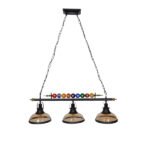 GLOBOSTAR® BILLIARD SERIES 01280 Vintage Κρεμαστό Φωτιστικό Οροφής με Ντουί 3 x E27 AC 220-240V IP20 - Μαύρο & Μελί - Μ96 x Π25 x Υ30cm - Image 2