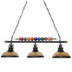 GLOBOSTAR® BILLIARD SERIES 01280 Vintage Κρεμαστό Φωτιστικό Οροφής με Ντουί 3 x E27 AC 220-240V IP20 - Μαύρο & Μελί - Μ96 x Π25 x Υ30cm - Image 3