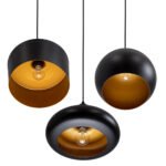 GLOBOSTAR® ROCKFORD 01287 Μοντέρνο Κρεμαστό Φωτιστικό Οροφής με Ντουί 3 x E27 AC 220-240V IP20 - Μαύρο & Χρυσό - Μ86 x Π86 x Υ30cm - Image 5