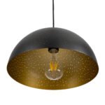 GLOBOSTAR® SOLANA 01301 Μοντέρνο Κρεμαστό Φωτιστικό Οροφής με Ντουί 1 x E27 AC 220-240V IP20 - Μαύρο & Χρυσό - Μ30 x Π30 x Υ15cm - Image 6