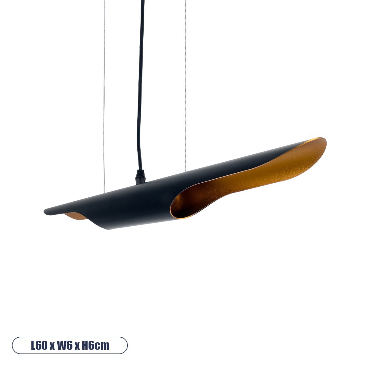 01304_0 GLOBOSTAR® ESTERINA 01304 Μοντέρνο Κρεμαστό Φωτιστικό Οροφής με Ντουί 2 x E27 AC 220-240V IP20 - Μαύρο & Χρυσό - Μ60 x Π6 x Υ6cm - Image 1