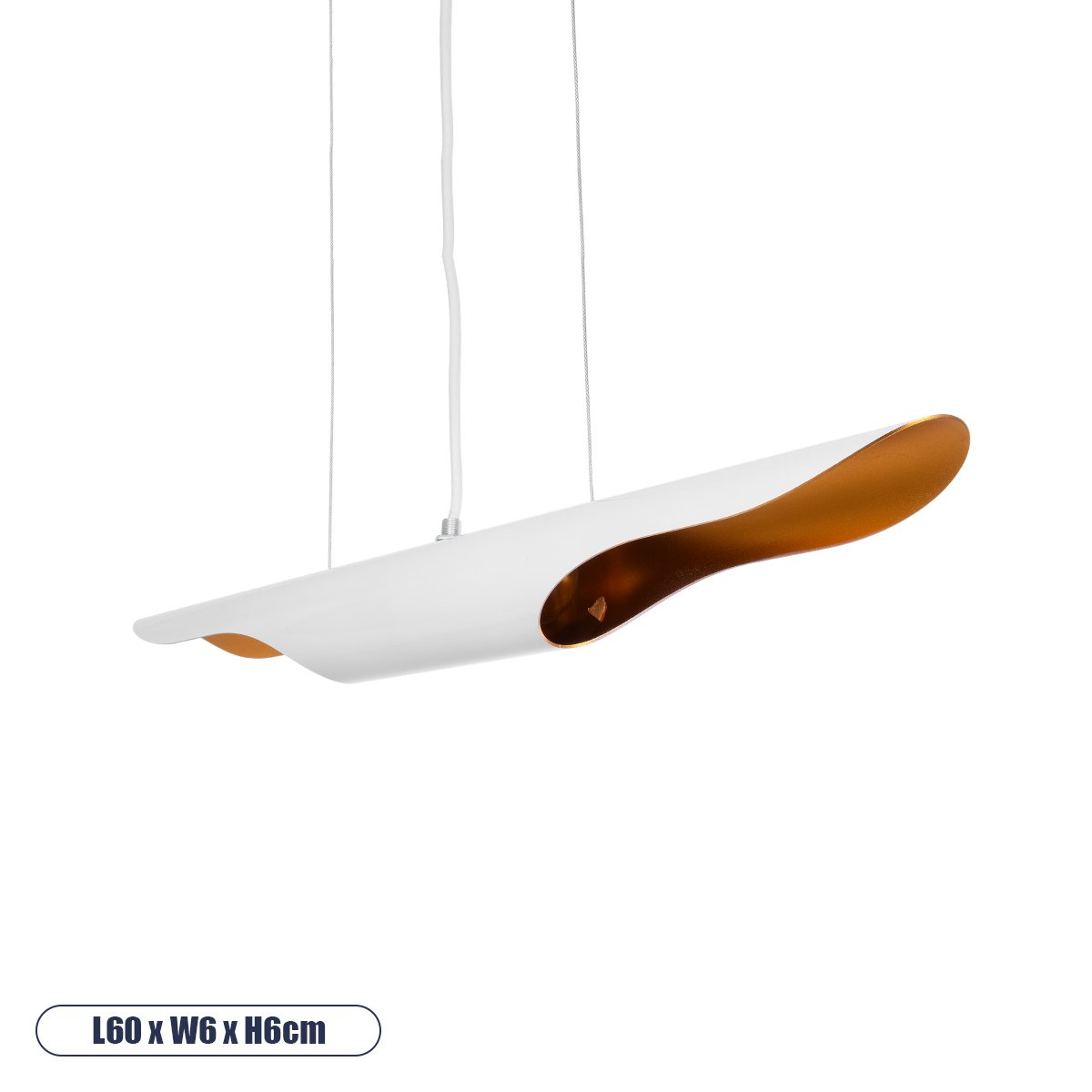 01305_0 GLOBOSTAR® ESTERINA 01305 Μοντέρνο Κρεμαστό Φωτιστικό Οροφής με Ντουί 2 x E27 AC 220-240V IP20 - Λευκό & Χρυσό - Μ60 x Π6 x Υ6cm - Image 1